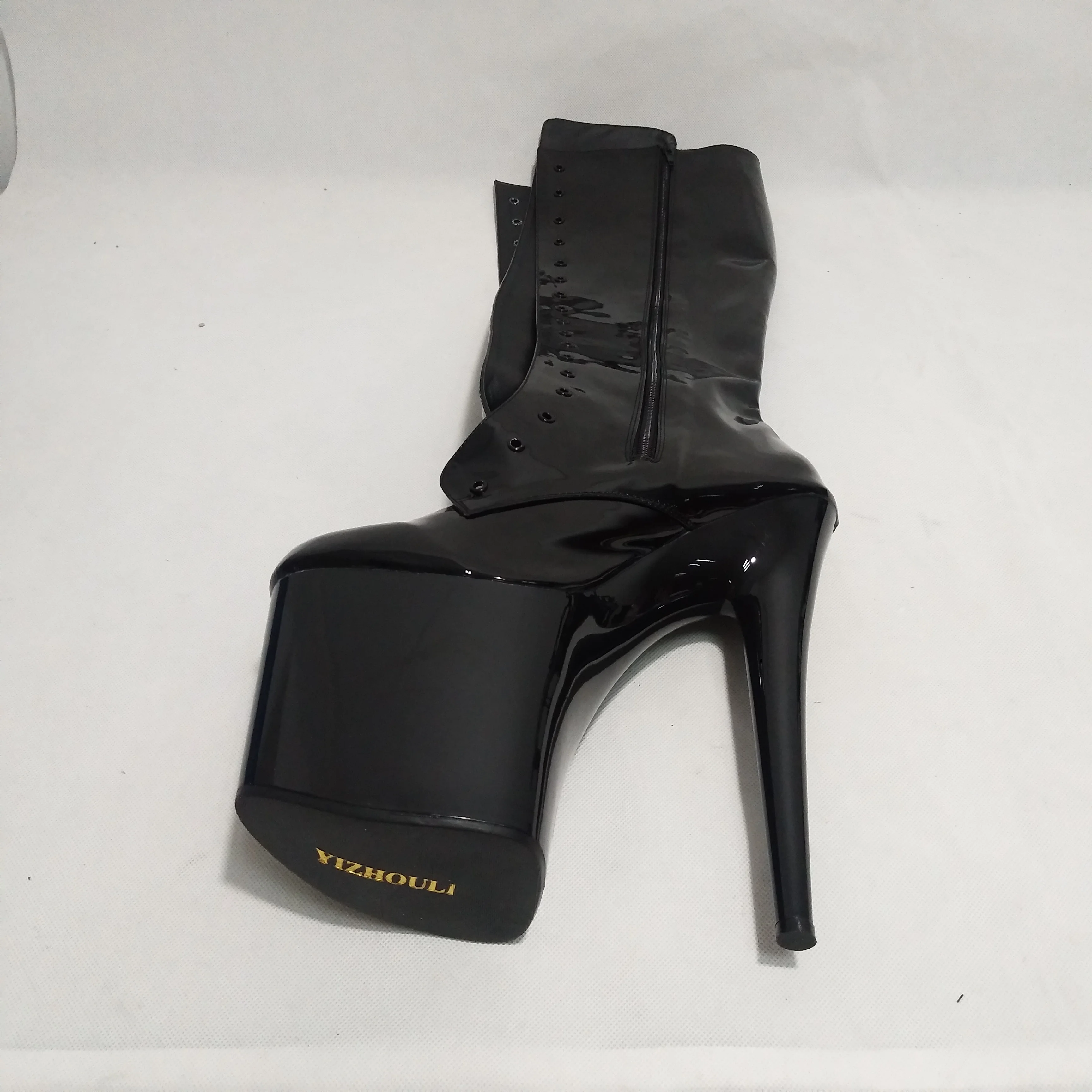 8 inch high heel boots for women 20cm high-heels lacing model shoes toe medium-leg all-match platform sexy props dance shoes