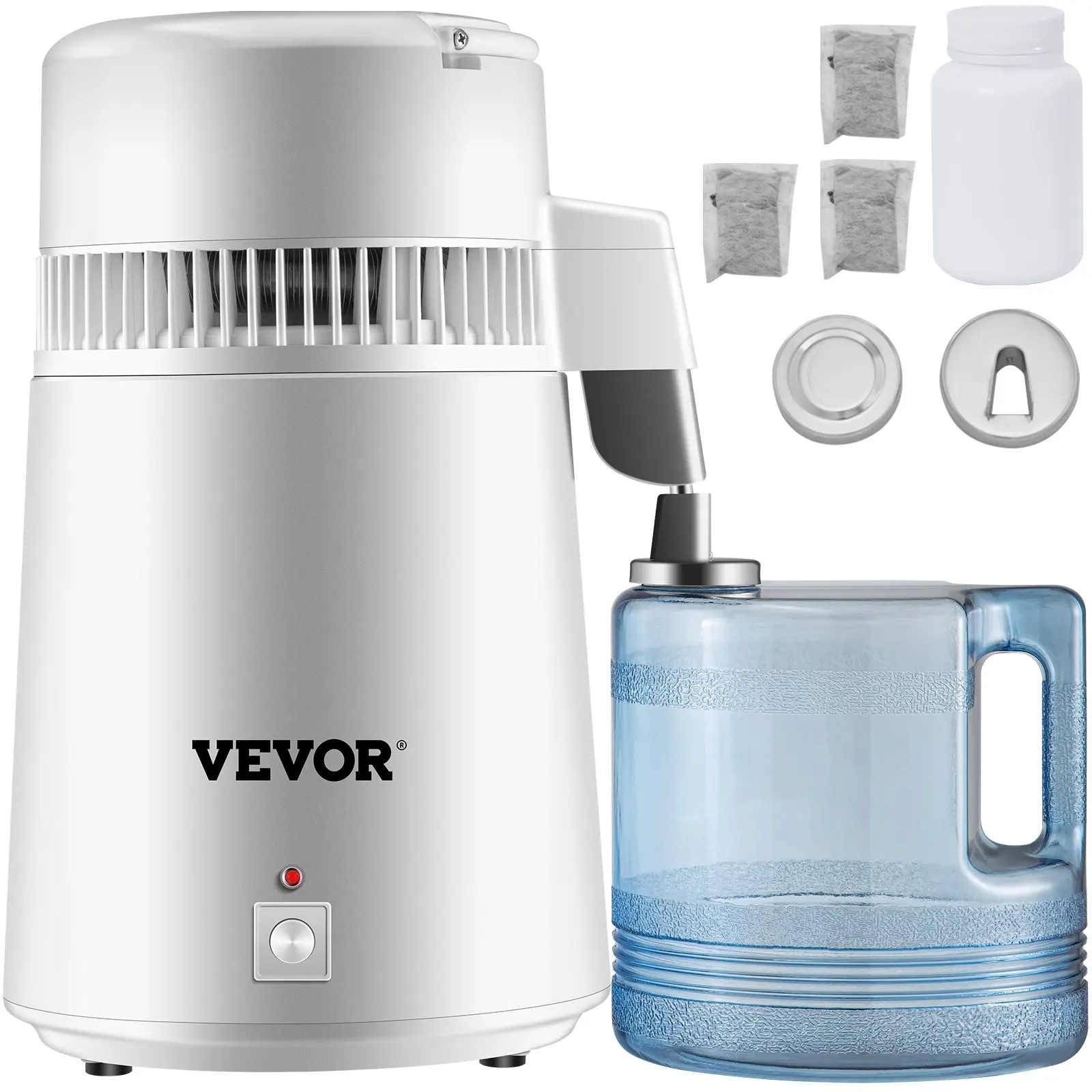 

VEVOR 4L Water Distiller Purifier Filter Dispenser Heating Drinking Bottle Softener 304 Stainless Steel Home Appliance for Offic