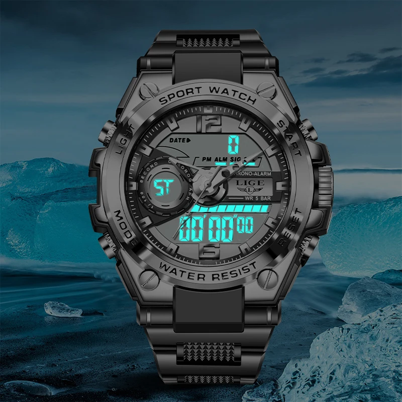 FOXBOX Men's Military Sports Electronic Watches Waterproof Shock Man Top Luxury Clock Digital Writwatch relogio masculino 2024