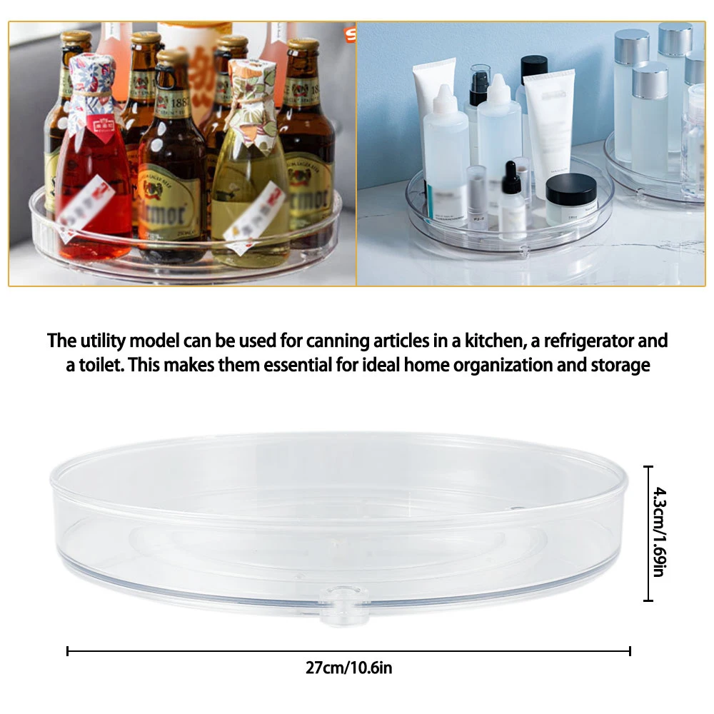 360&deg; Rotating Storage Trays spice rack rotating storage organizer For Kitchen Cabinet Spice Turntable Multifunction Bathroom Makeup Clear Organizer Kitchen Accessories
