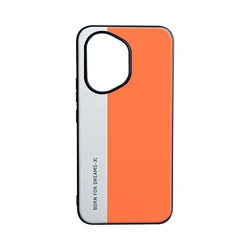 Fashion Triangle Pattern PU Leather + Hard PC Camera Protection Cover for For Honor 400 Pro (Orange)