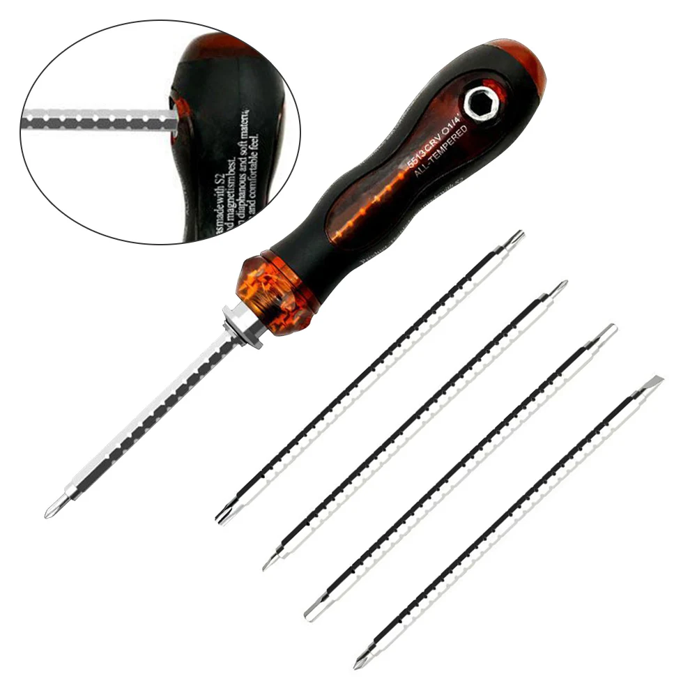 

6 In 1 Replaceable Telescopic Screwdriver Set Tool 6mm Cr-V Steel Screwdriver Set Household Hardware Tools Lever Screwdrivers