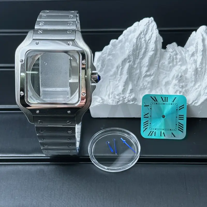 38mm Square Watch Case 316L Steel Strap Watch Repair Modification No Logo 27mm Dial for Sandoz NH36 NH35 NH70 Automatic Movement - Image 4