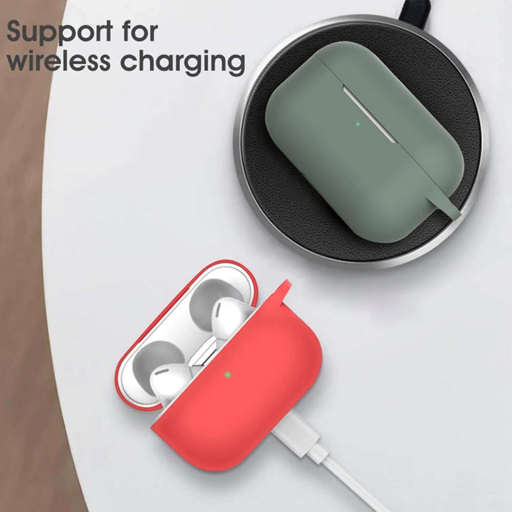 Airpods pro silicone protective case | Anti-drop Soft Headphone Cover With Hook | Best quality