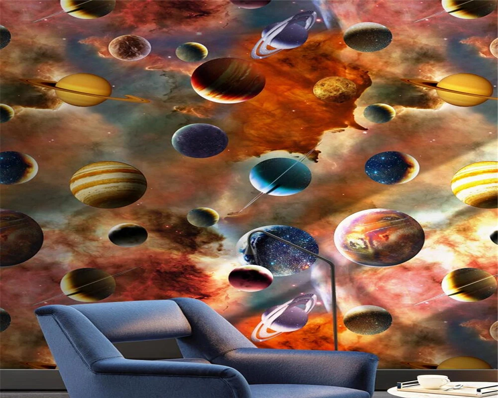 beibehang Custom Modern Fashion New Space Starry Planet Galaxy Bedroom Living Room Design Wallpaper wall papers home decor beibehang custom modern nordic landscape decoration painting living room modern porch wallpaper wall papers home decor