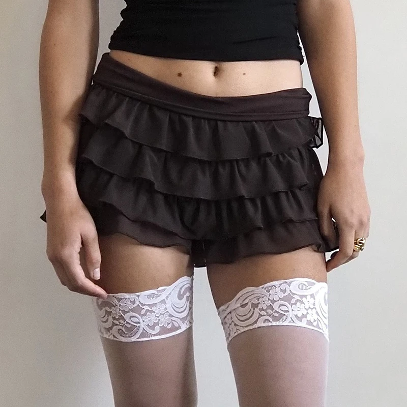 

Fairy Kawaii Multi-layers High Waist Pants Y2K Ruffles Bloomers Shorts Skirts Vintage Victorian Loungewear Women Cute Knickers