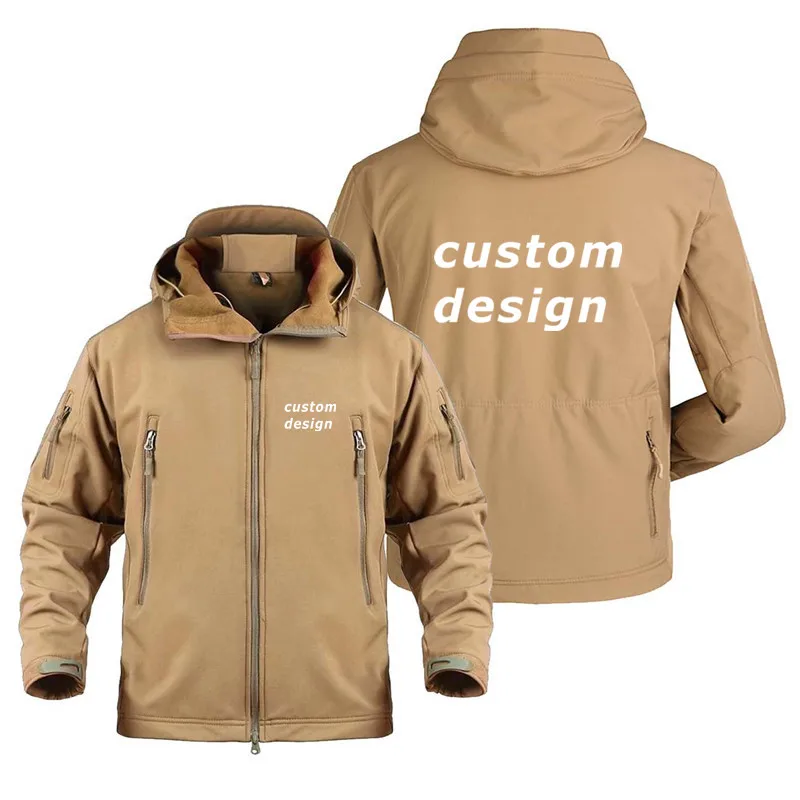 Custom Design Support Customization Diy Logo Multiple Pockets Fleece Warm SoftShell Jackets for Men Military Outdoor Man Coat 4