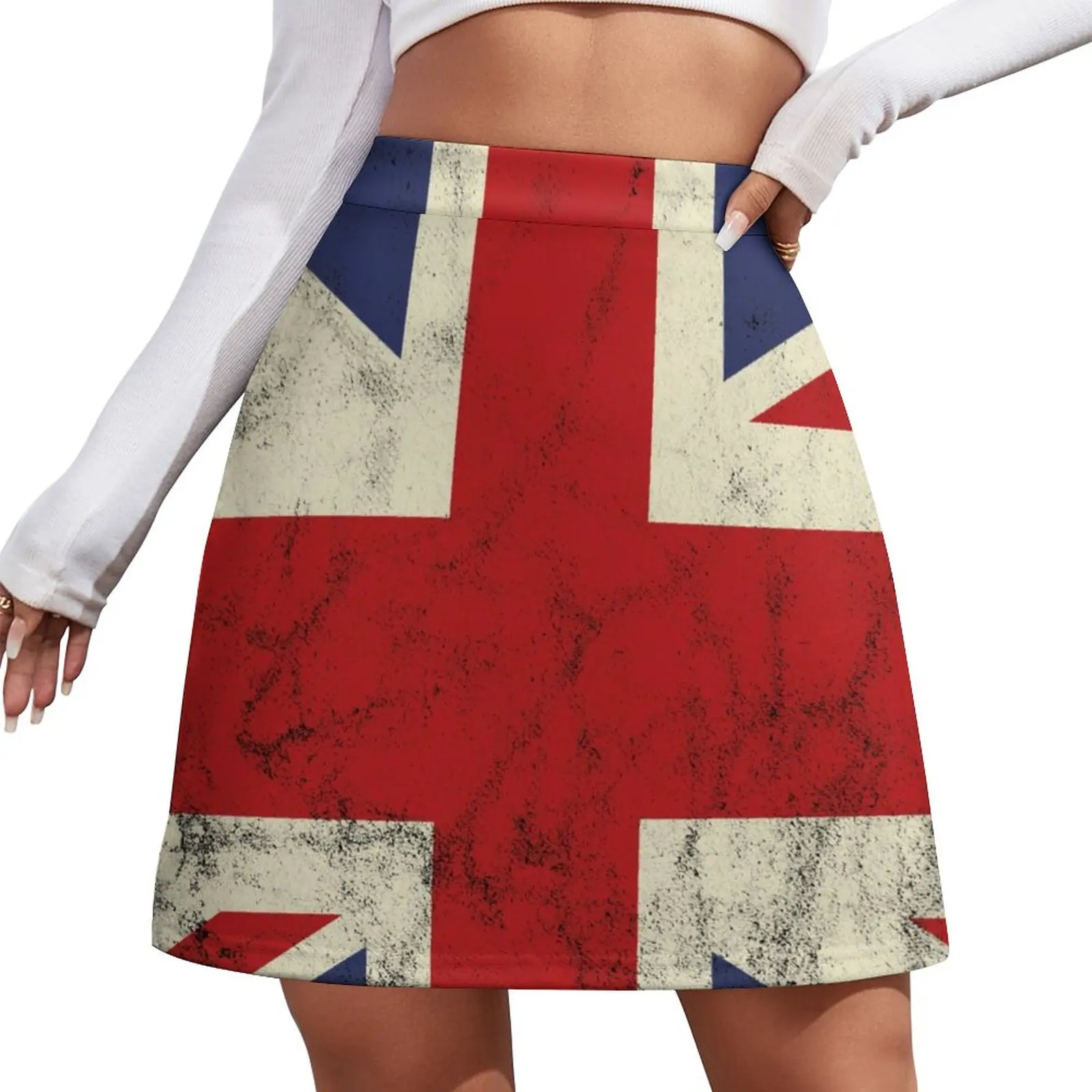 Union Jack with a worn / distressed look Mini Skirt women's skirts trend 2024 Skirt satin fairy core