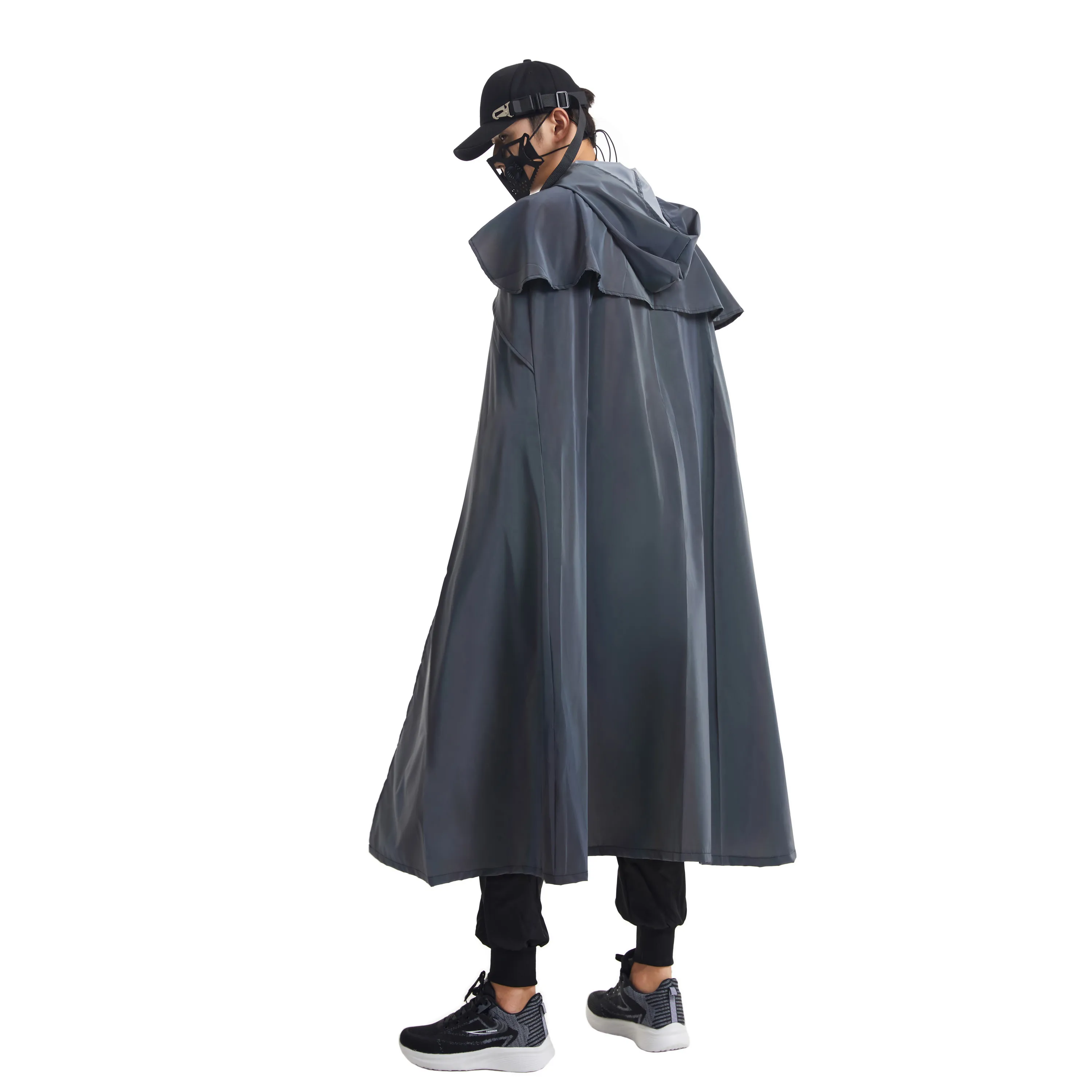 New Design Halloween Party Reflective Rainbow Hooded Cape Long Goth Coat Outfit