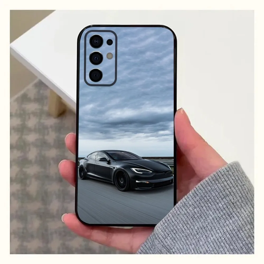 Sleek Black Soft Cover Electric Car Themed Phone Case