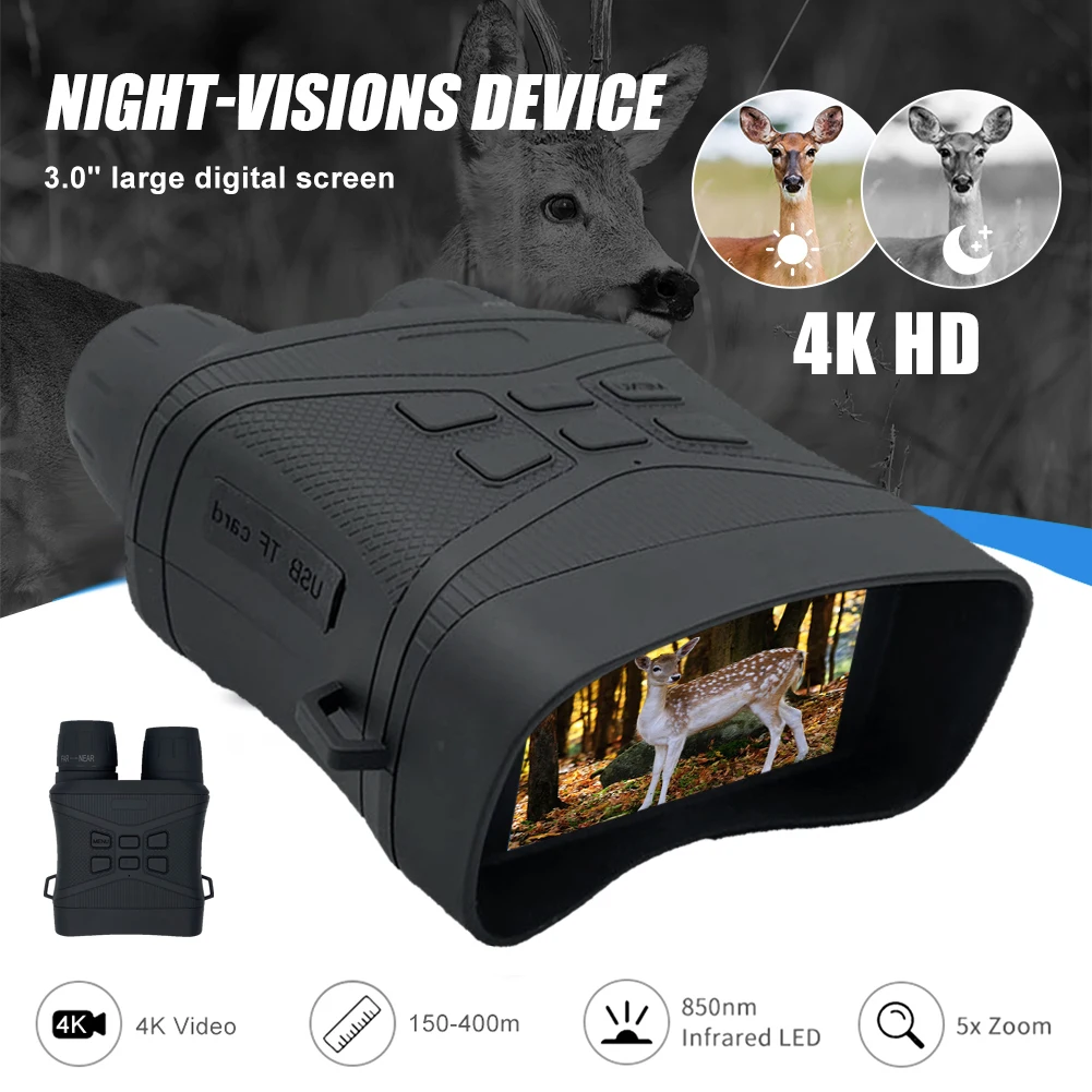 

Binoculars Night Vision Device 4K HD 5X Digital Zoom 400m No Light Vision Telescope for Outdoor Wildlife Scouting Hunting Campin