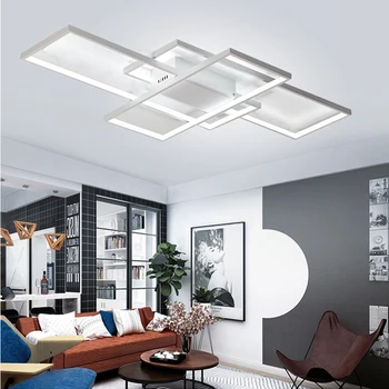 Modern LED Ceiling Light Acrylic White Rectangular Ceiling Light for Living Room Bedroom Dining Room Modern Geometric LED Light 5
