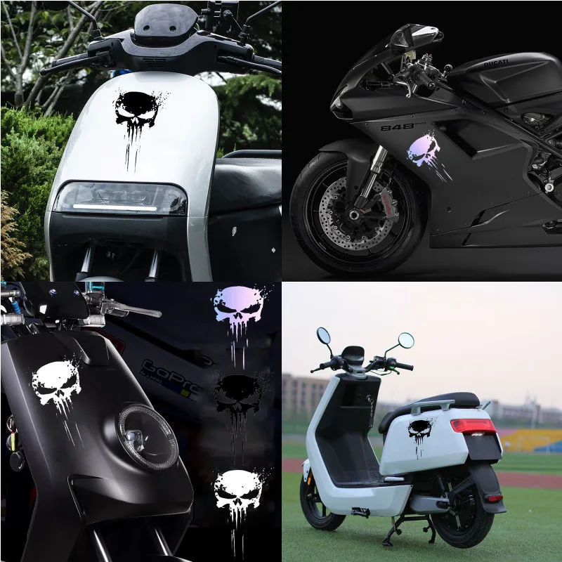 Skull Sticker Reflective Decal Motorcycle Stickers Waterproof Sun Protection Universal Car Motorbike Decoration Accessories images - 6