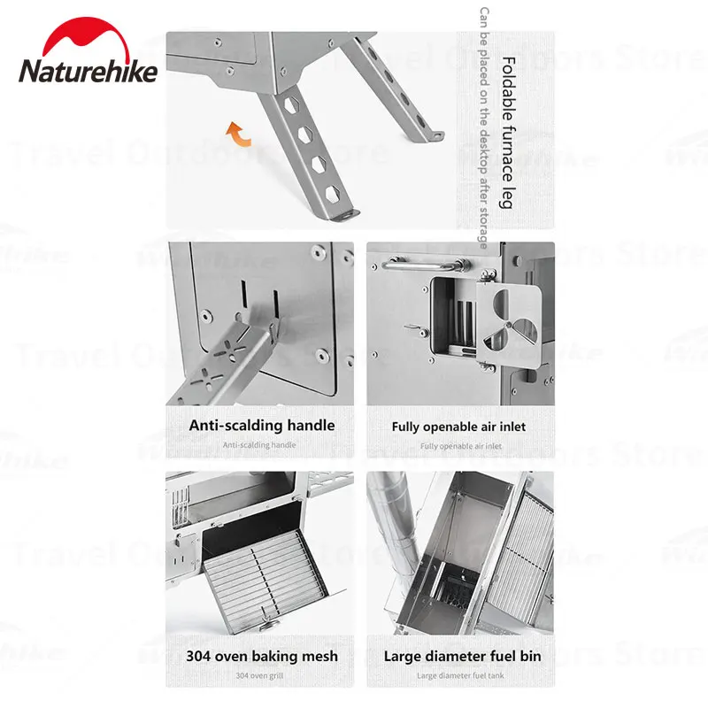 Naturehike Camping Stove Pellet Heating Fire Wood Heater Stove Portable Temperature Control Oven Picnic Cooing Stove Tent Stove - Image 5