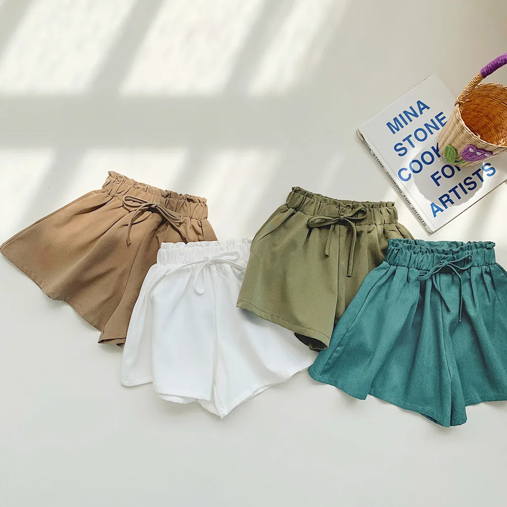 Solid Color Girls Summer Baby Girl Fashionable Children's Wide-Leg Hot Pants Kids Girls Mini Shorts