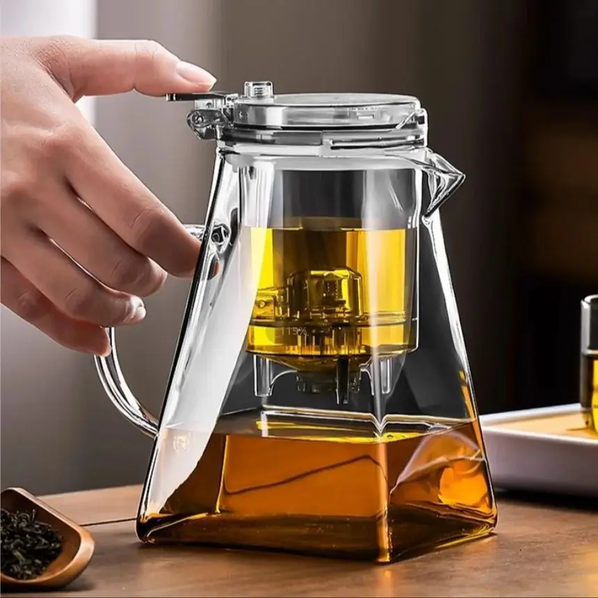 Glass Teapot Tea Brewing Pot GIANXI Glass Tea Pot Chinese High Temperature Tea Separation Brew High Borosilicate Pure Color Simple Teapot Cup