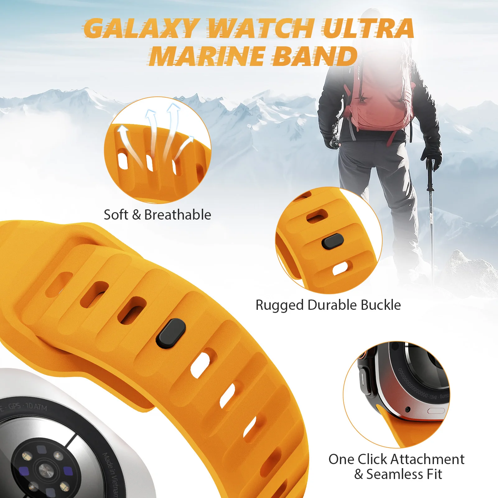 Für Samsung Galaxy Watch 7 Ultra Armband 47 mm Zubehör Correa Sport Silikonarmband für Samsung Galaxy Watch Ultra Band 47 mm – Detail 5
