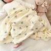 Baby Newborn Blueberry Print Cotton Muslin Swaddle Blanket Muslin Wrap Baby Burp Cloth Towel Scarf Muslin Diapers Baby Stuff 1