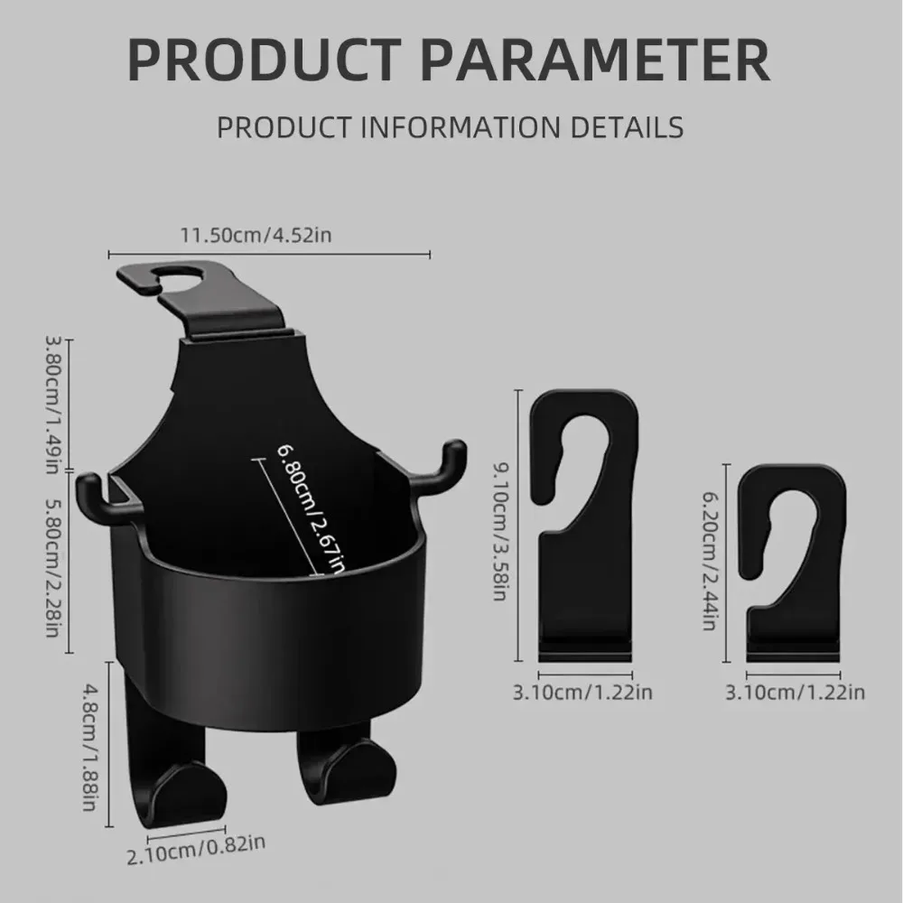 2pcs Multi-Function Car Seat Back Hooks with Built-In Cup Holders - Essential Auto Interior Organizer Accessories