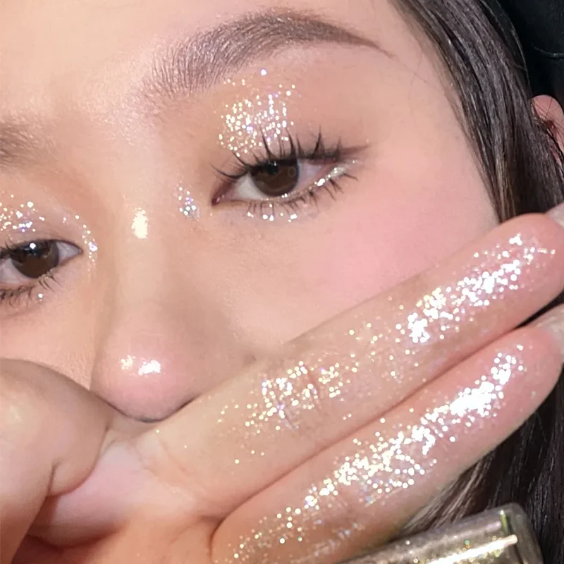 4 Colori Glitter Liquid Eyeshadow Diamond Pearlescent Brightening Highlighter Waterproof Lasting Silkworm Paillettes Makeup