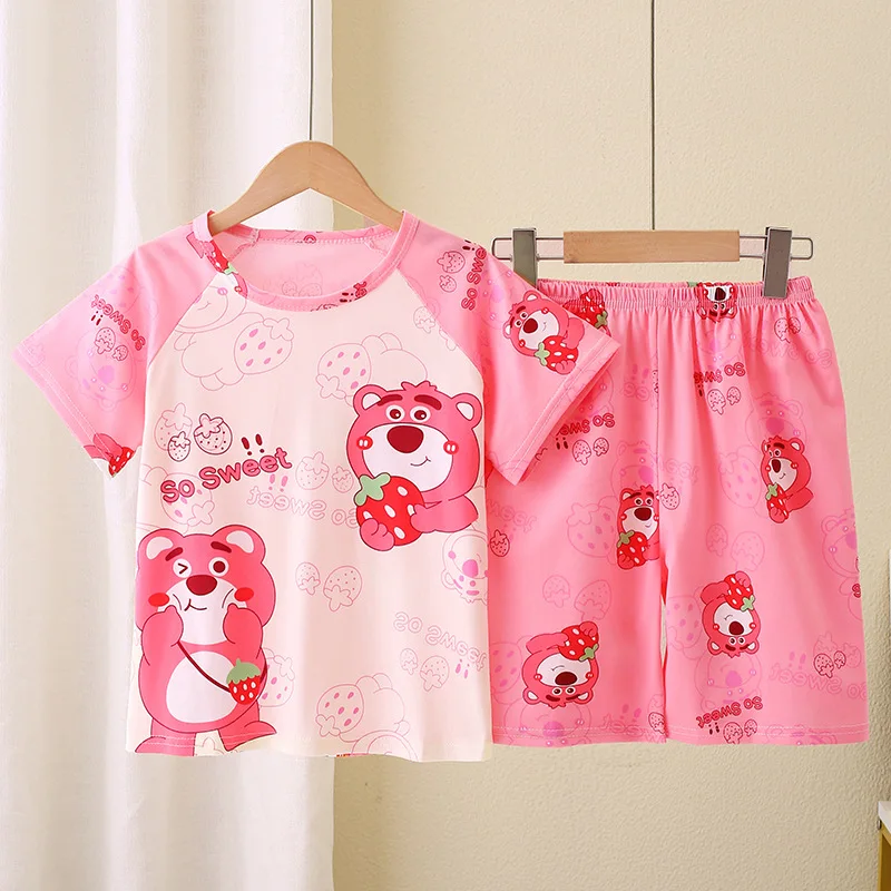 Girls Boys Summer Thin Short-sleeved Pajamas for Children Medium and Large Sizes Home Clothes kids pajamas