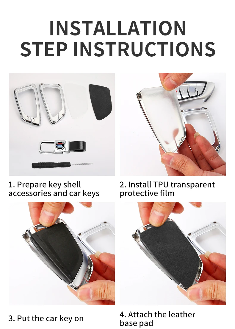 Metallo Chiave Dell'automobile di Cuoio Della Copertura Della Cassa Borsette Fob Per BMW 1 3 5 7 X1 X3 X5 X6 X7 Serie G20 G30 G01 G02 G05 F15 F16 G07 G32 Accessori - S16a0e721fd644748a1eb24d818758cebr