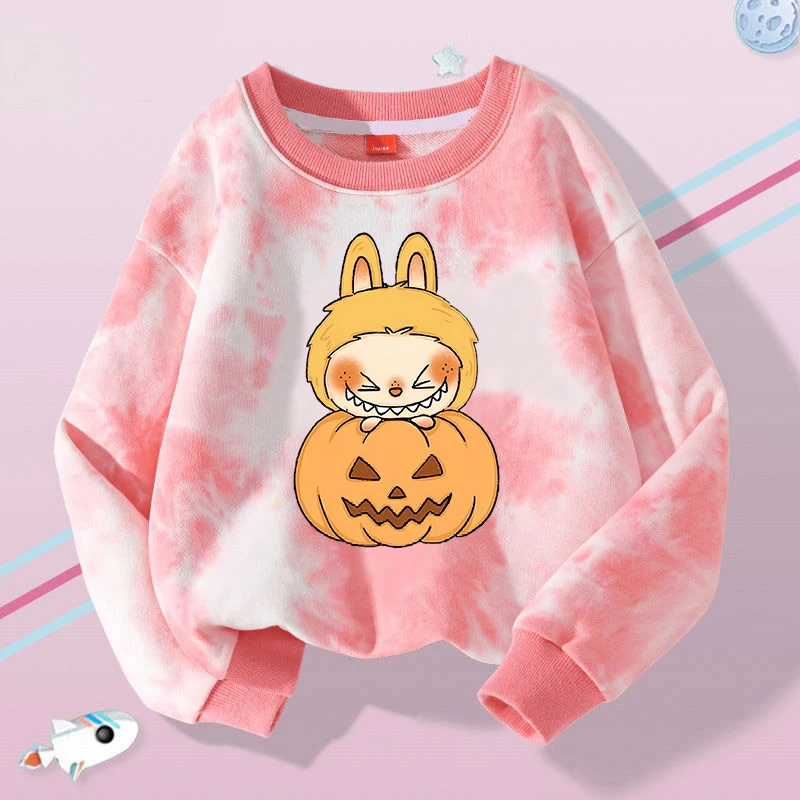 thumbnail image 1 of MART Labubu Kids Crew Neck Sweater Cute Cartoon Printed Pullover Boys Girls Winter Casual Warm Tops Childr Birday Gifts, 1 of 5