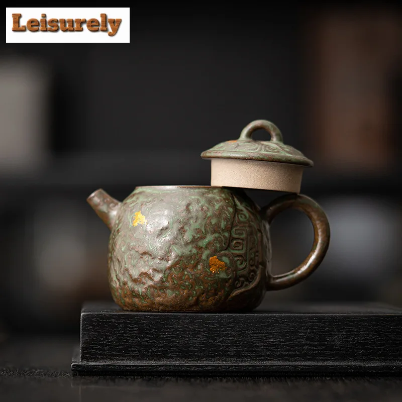 180ml Handmade Old Rock Mud Teapot Japanese Rough Pottery Pot Ancient Tea Maker Kettle Kung Fu Tea Chinese Tea Set Decoration
