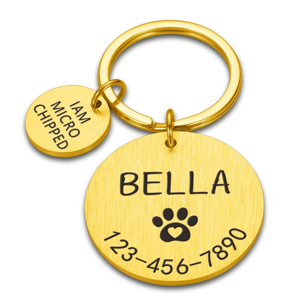 Engraved Dog Pet ID Tag Personalized Name Phone Bone Flower Pet ID Name