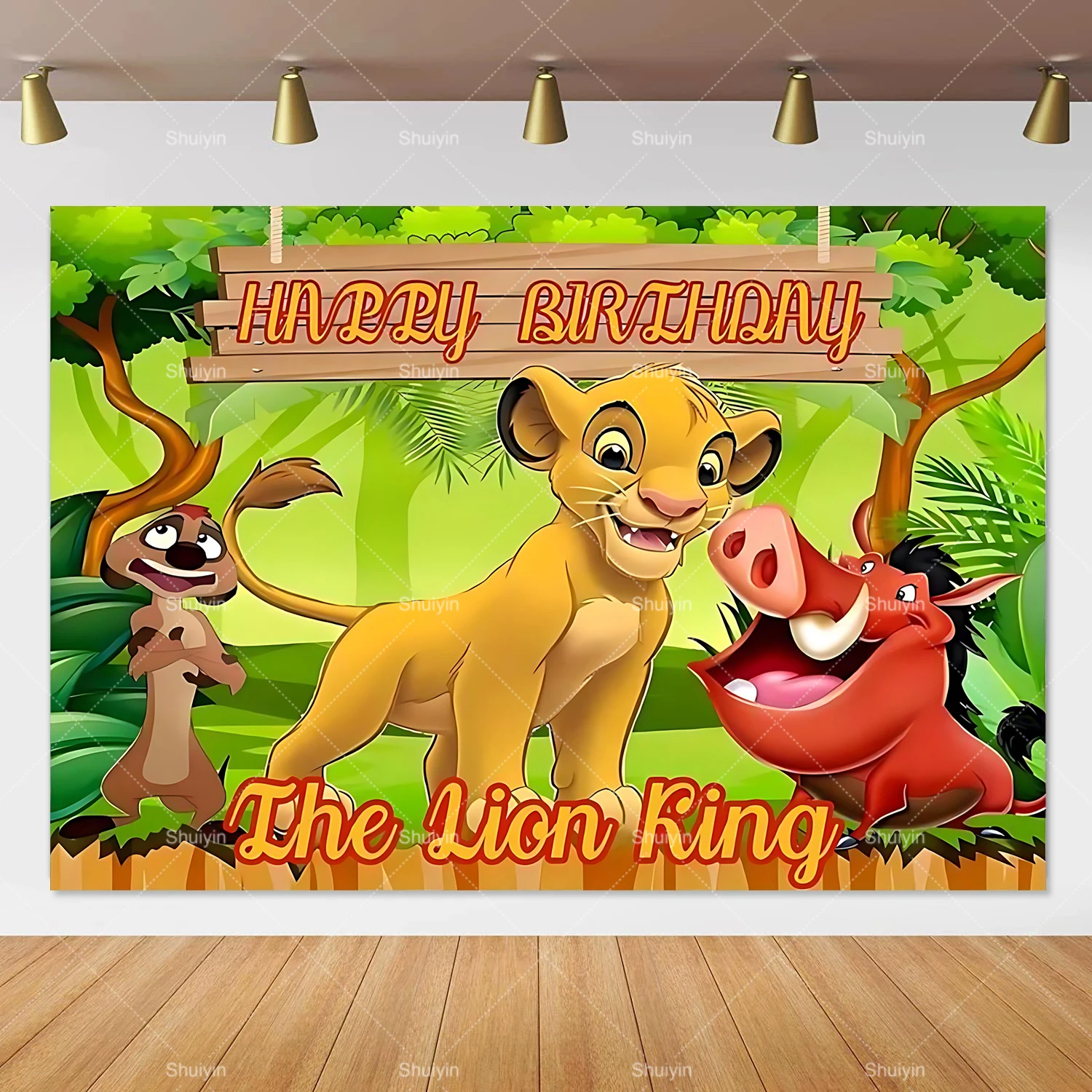 Simba's Jungle Celebration Backdrop - Tropical Birthday Party Decor Banner