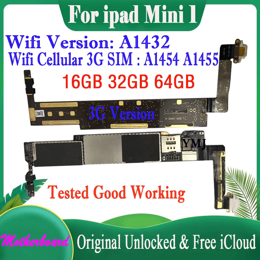 A1432 Versione Wifi A1454/A1455 Originale Pulito Icloud Per Ipad Mini 1 Scheda Madre Schede Logiche Sbloccate Originali Con Sistema Ios