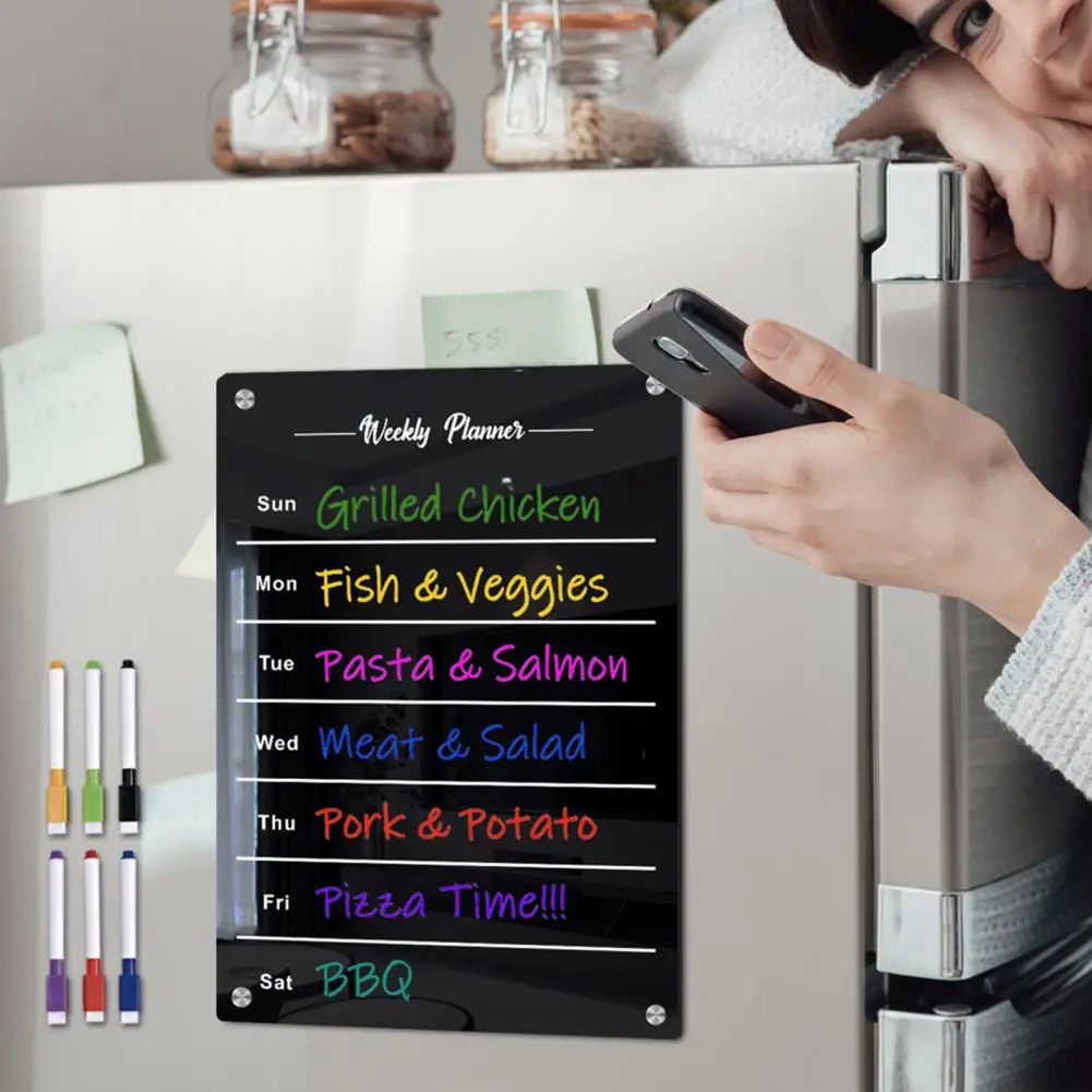 Fridge Erase Board Magnetic Monthly Calendar Kit Scratch-proof Fridge Planner with Easy Installation Dry-erase Acrylic Board