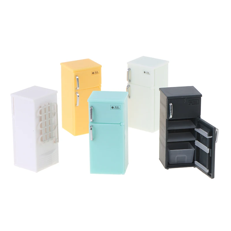 1Pc Simulation Miniature Dollhouse Oven Play Kitchen Baking Dish Bread Retro Refrigerator Model Doll Furniture Toy Decor