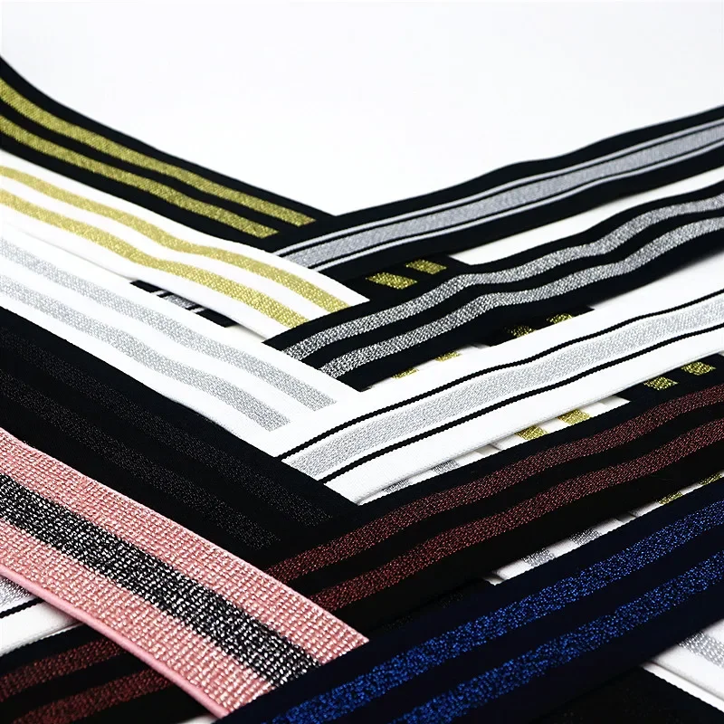 Striped Elastic Band for Garment Decoration and Sewing Supplies – Multiple Lengths Available