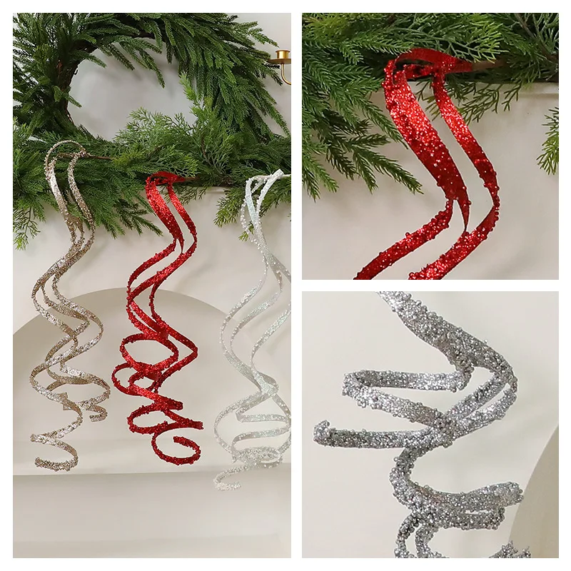 60cm /85cm Artificial Christmas Glitter Branches Handmade Sequins Simulated Christmas Branches Elegant DIY Christmas Decor
