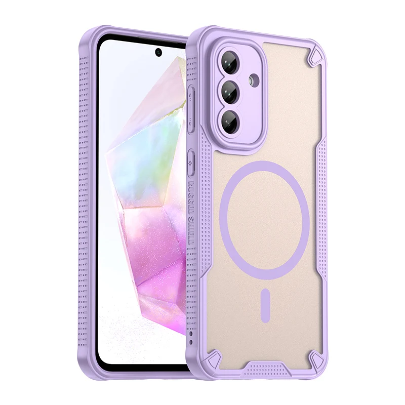Magnetic Luxury Matte Translucent Armor Shockproof Phone Case with Magsafe Wireless Charging