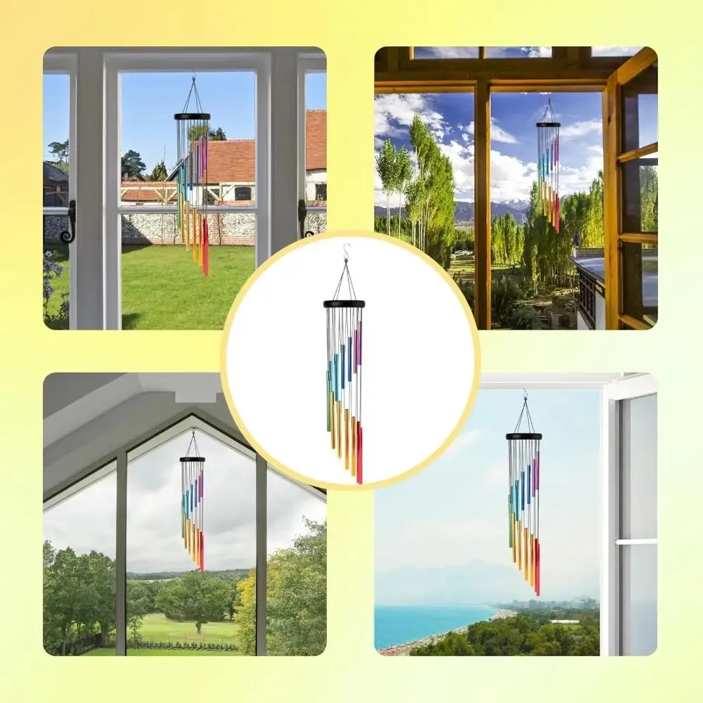 Aluminum Alloy Aluminum Tube Wind Chime 12 Tube Windbell Colorful Tubes Garden Ornaments Ornament Wall Hanging