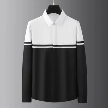 Luxury basic shirt men's long-sleeved casual shirt solid color fashionable Korean street high-end plus size men's clothing 6XL