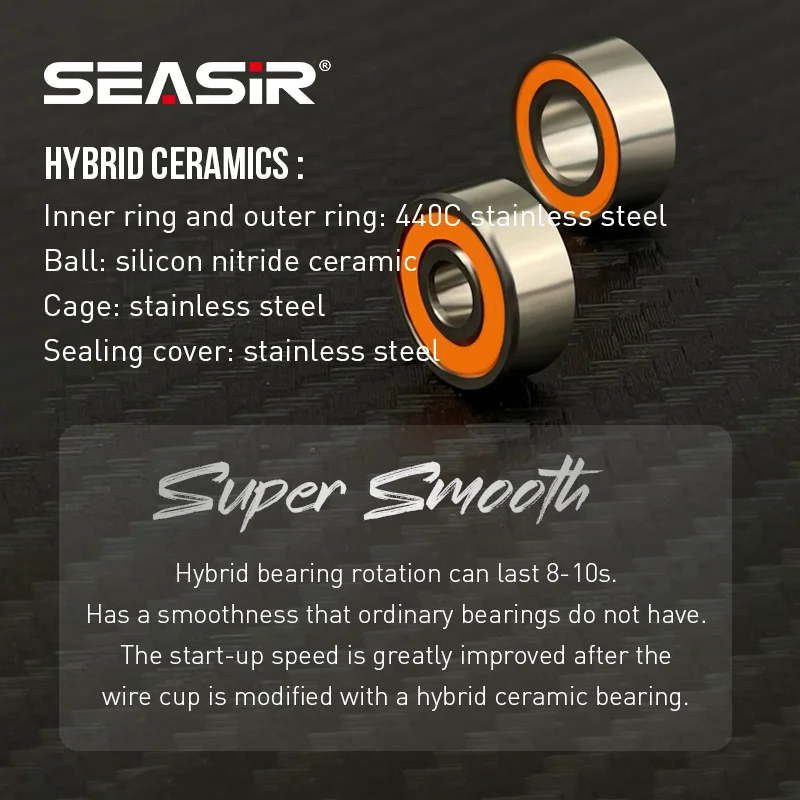 SEASIR Full Ceramic Ball Bearing Hybrid Ceramic Fishing Pulley Ball  Bearings For Fishing Reel Side Cover Bearing Spool Bearings