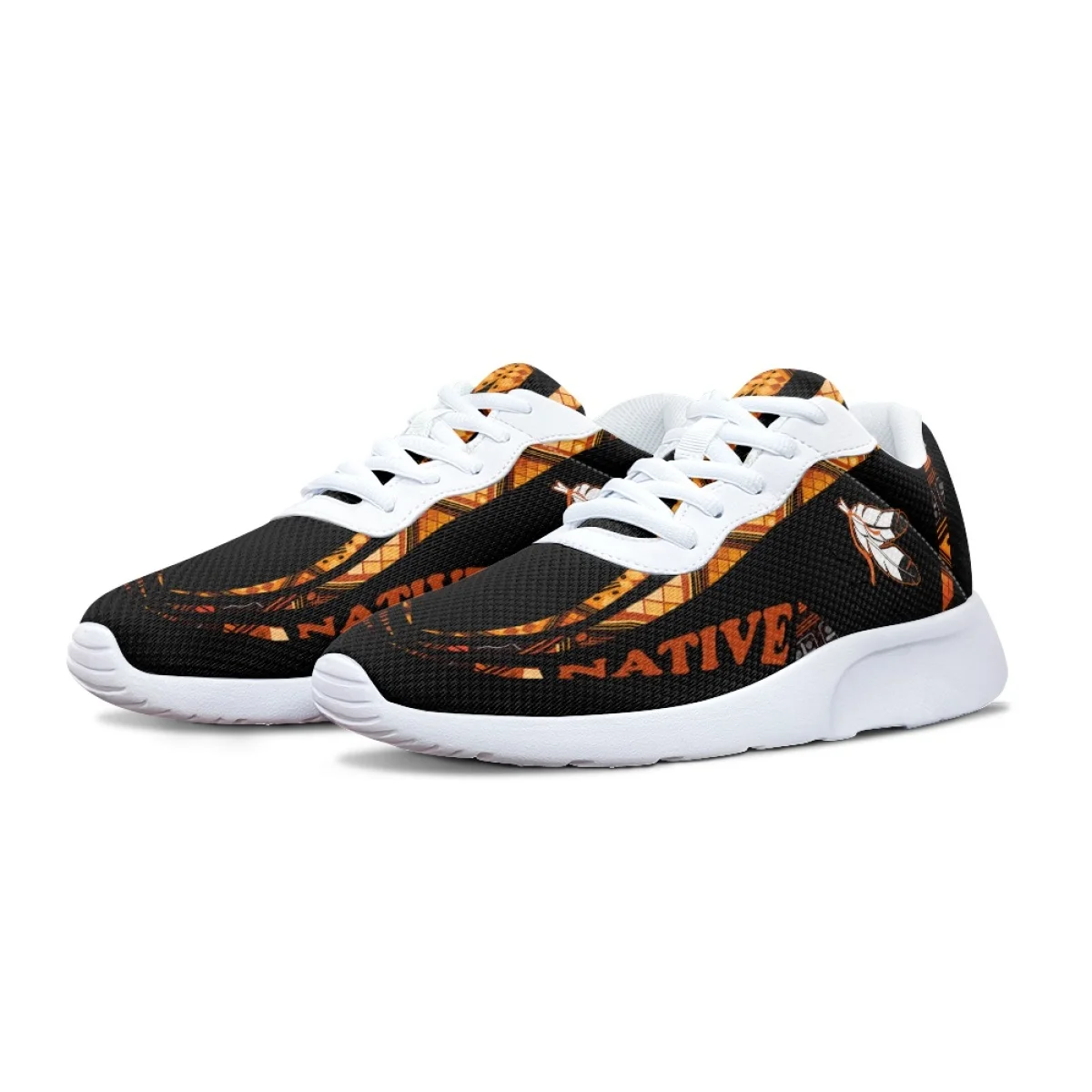 Feather Polynesia Print Fashion Sneakers for Women Brand Designer Lace Up Cozy Outdoor Sneakers Men's Training Basketball Shoes