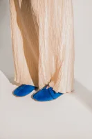 Blue Suede Split-Toe Lace-Up Flats, Soft Goat Leather Handmade Shoes, Retro Minimalist Casual Style - Image 3