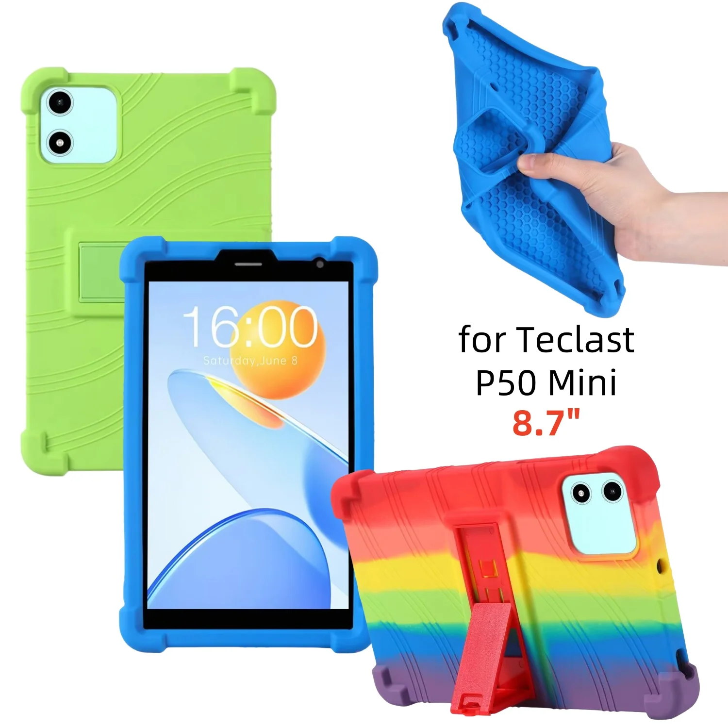 Shockproof Multi-Angle Stand Silicone Protective Tablet Case, 8.7 Inch
