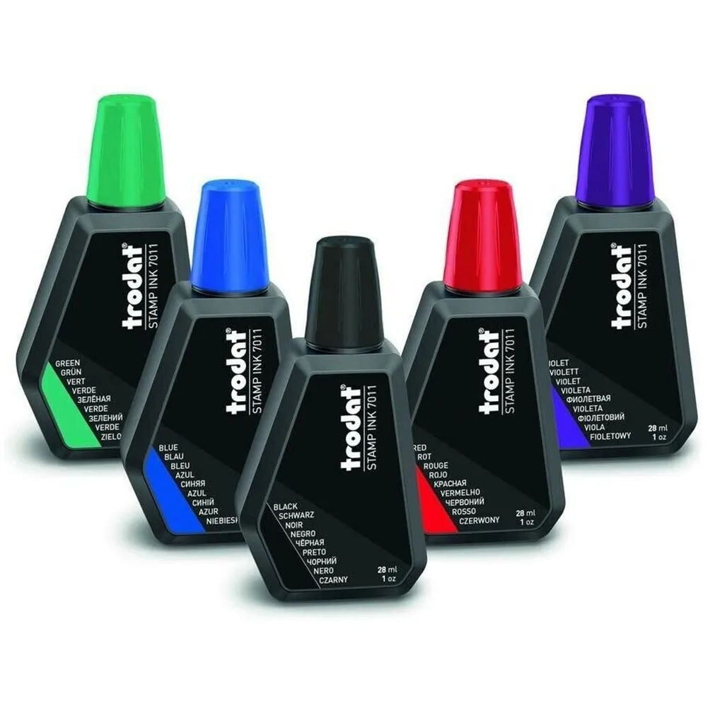 

1 Pc Trodat 7011 Back Ink Ink Stamp Pad Ink 28 Ml (Colours) Hygroscopic For All Ink Pads That Can Be Refilled Tools