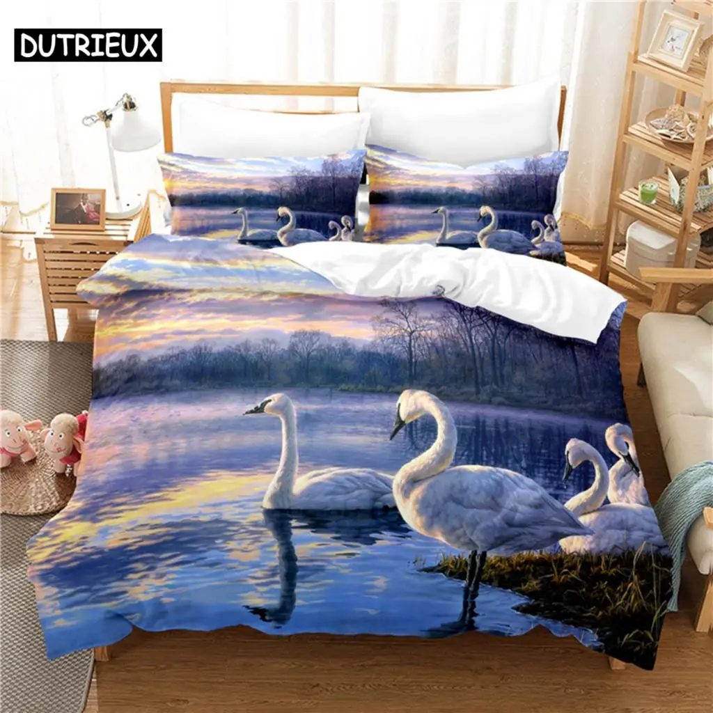 

Swan Bedding Set Duvet Cover Set 3d Bedding Digital Printing Bed Linen Queen Size Bedding Set Fashion Design