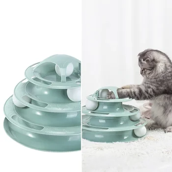 New 3/4 Levels Cats Toy Tower Tracks Cat Toys Interactive Cat Intelligence Training Amusement Plate Tower Pet Products Cat Tunne 2