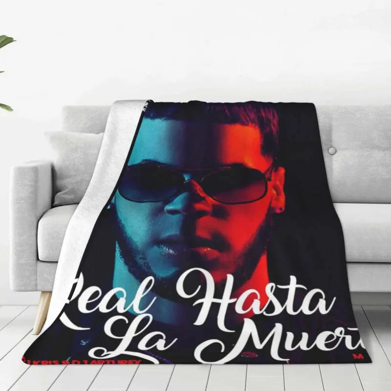 

AA Anuel Blanket Horror Real Hasta La Muerte Travelling Flannel Throw Blanket Warm Soft Couch Chair Design Bedspread Gift