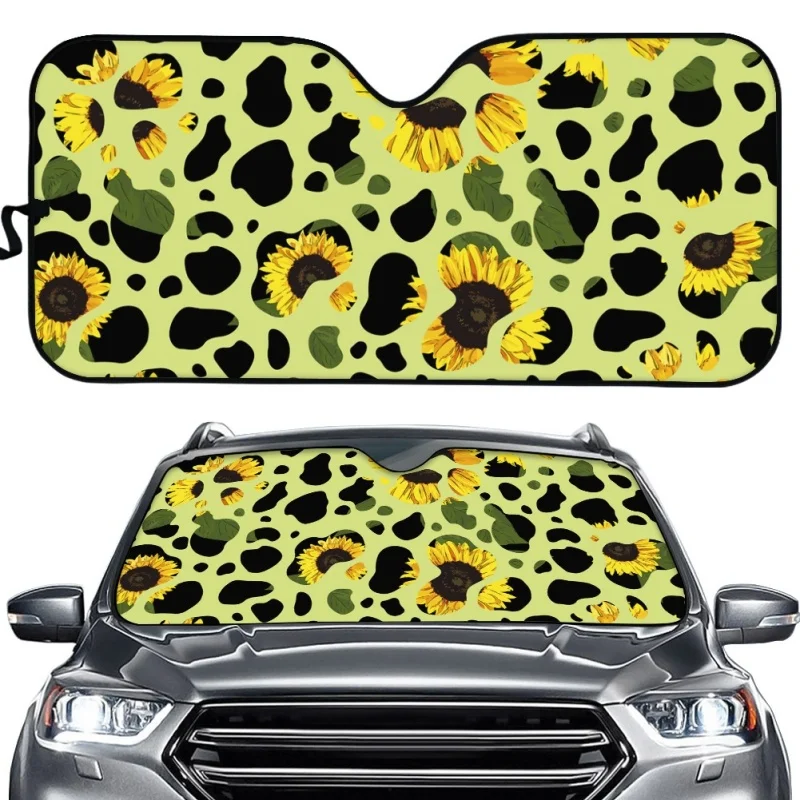 

INSTANTARTS Pretty Sunflower Print Windshield Auto Sun Shade Reflector Cow Pattern Sunshade High Quality Foldable Sun Visors Hot