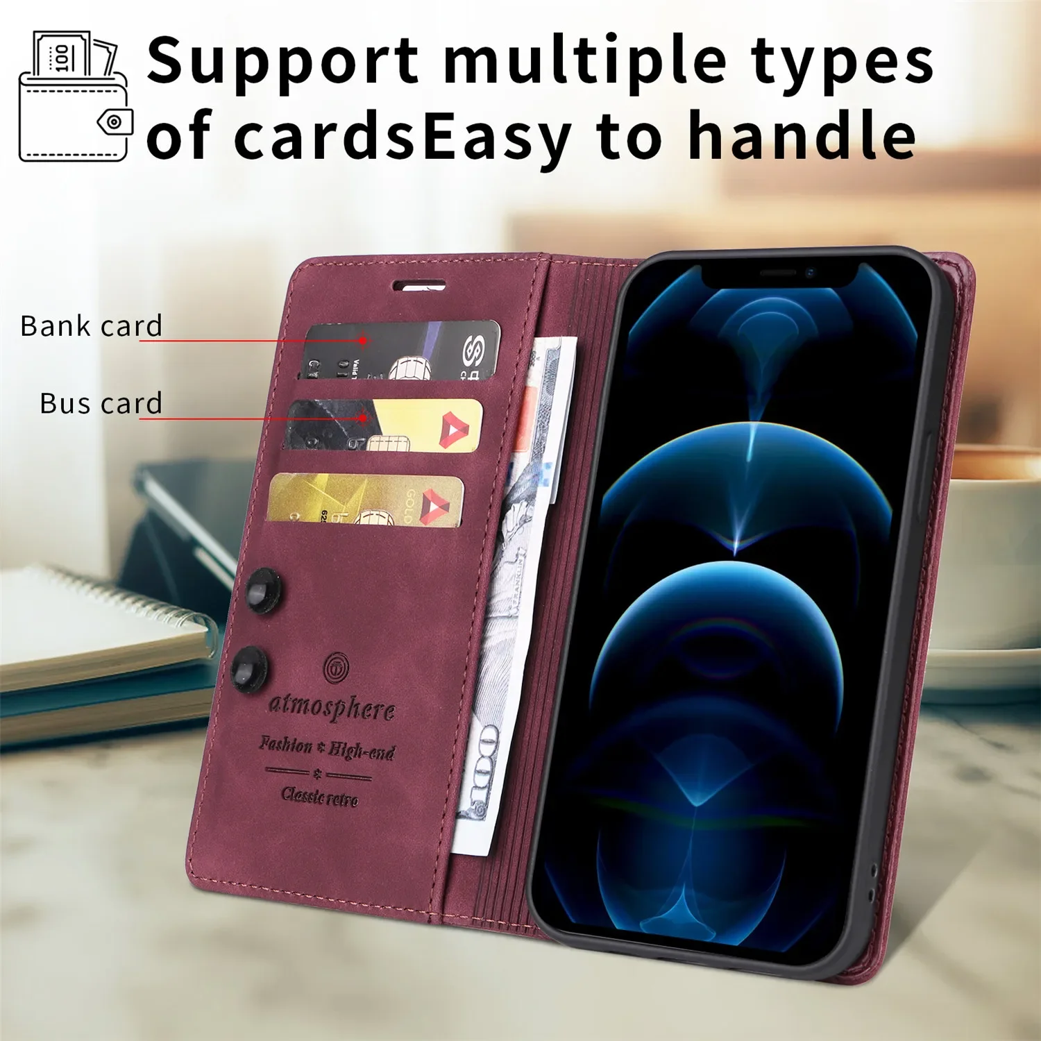 Luxury Leather Flip Phone Case for Samsung Galaxy