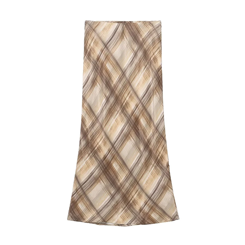 Women Vintage Printed Midi Skirt 2026 New Fashion Satin Elegant Party Long Skirt Lady High Street Casual Skirts Mujer ﻿