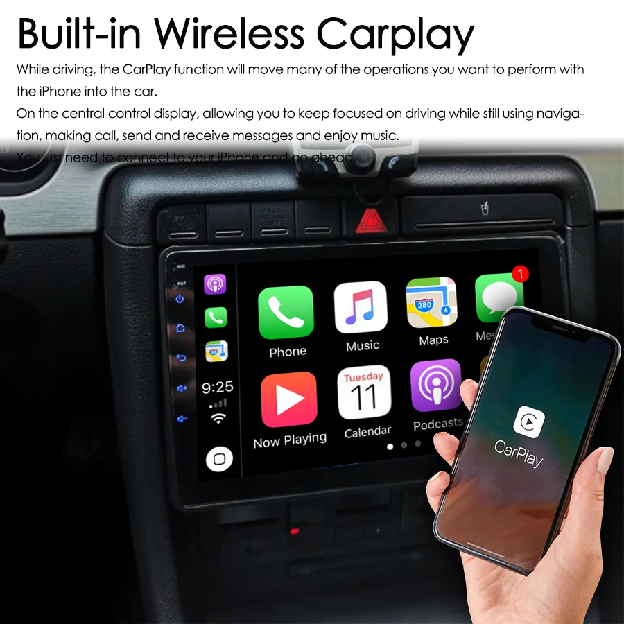 Car Radio Bezel With Active System For Audi A4 B5 - Includes Phantom Feed